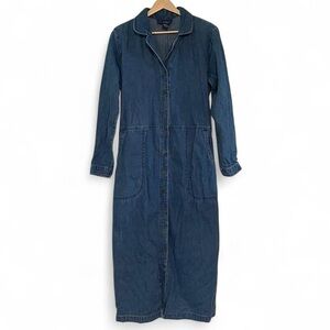 Vintage TY Wear Denim long sleeve Maxi dress with pockets and tie back